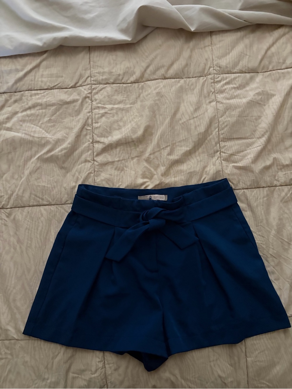 High-Waist Tie-Belt Women’s Shorts in Deep Blue